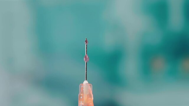 Virus vaccine needle syringe macro close up isolated