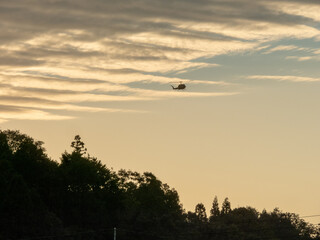 風景素材　初冬の夕焼け