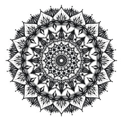 mandala for acrylic painting.  Abstract design of mandala in one line style. Aboriginal australian ethnic round ornament.
