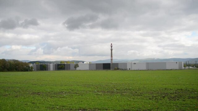Warehouse storage area development in greenfield countryside