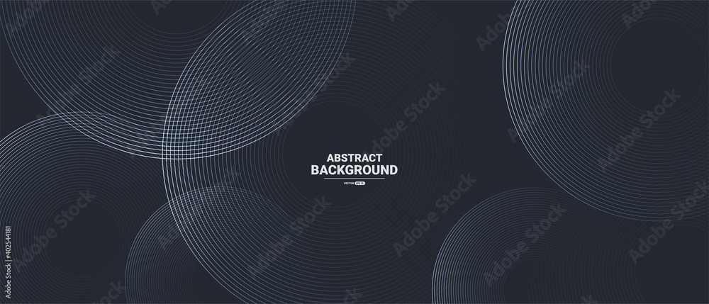 Poster abstract black background with white circle rings. digital future technology concept. vector illustr