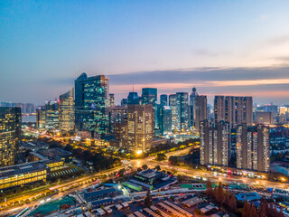 Fototapeta premium panoramic night view of Hangzhou, china