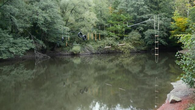 Navy army training practice center water obstacles on river forest jungle remote place 