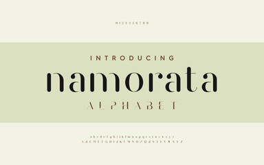 Elegant Lettering Minimal Fashion Designs. Sans serif alphabet letters font and number. Typography fonts regular, typeface uppercase and lowercase. Vector illustration