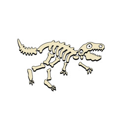 Dinosaur skeleton. Bones of a prehistoric lizard. The Halloween element. Funny monster. Archeology and history. Cartoon dino illustration