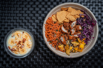 Poke Bowl with Chicken, Mango, Carrot