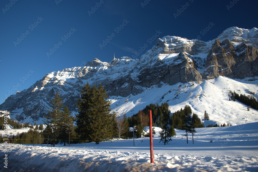 Poster Winter Landschaft am Alpstein Gebirge in der Schweiz 18.12.2020