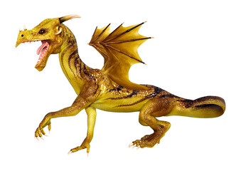 3D Rendering Fairy Tale Dragon on White