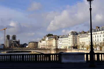 The view of the cathedral of Notre Dame during  the repair work the 30th december 2020.