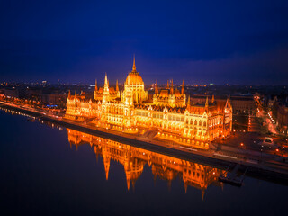 The Hungarian Parliament Building in the blue hour