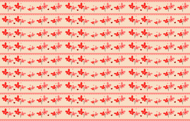 Love abstract background pattern with heart and flower on pastel pink tone.