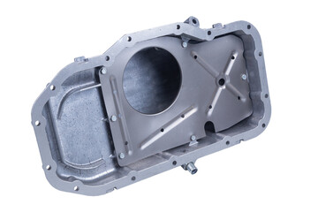 new aluminum car oil pan of russian uaz car, on white background