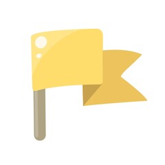 Cartoon yellow flag isolated on white background. Vector illustration.