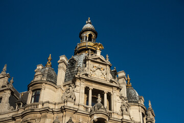 Fototapeta na wymiar Baroque facade of a historical building on the famous shopping street Meir in Antwerp, Belgium