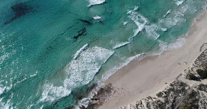 incredible beach seen from a drone in Formentera