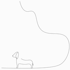 Dog silhouette line drawing, vector illustration