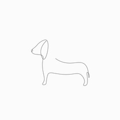 Dog silhouette line drawing, vector illustration