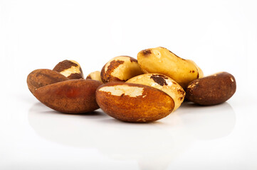 Brazil nut Bertholletia excelsa on a white background, isolated