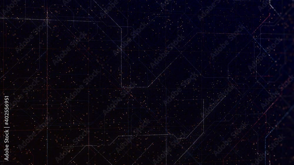Poster abstract background digital space of signals and particles on black background, seamless loop. anima