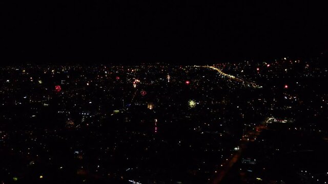 New Year 2021 Fireworks over city