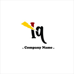 I Q IQ Initial handwriting or handwritten logo for identity