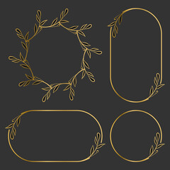 Vector Illustration of Hand Drawn Botanical Frame Border Background Template, Wreath, Circle, Portrait and Landscape Banner for Wedding, Greeting, Menu, Card, and others