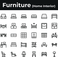 Furniture and home interior icon set