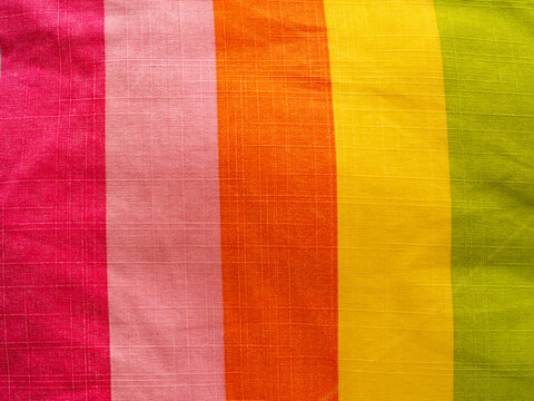 Fabric with stripes, rainbow colored
