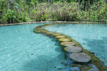 Blue Pool, turquoise crystal clear water in forest