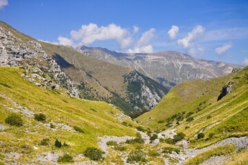Panoramic view of a valley in the Sibillini mountains (Sibillini, Marche, Italy)