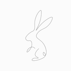 Easter bunny animal line drawing, vector illustration
