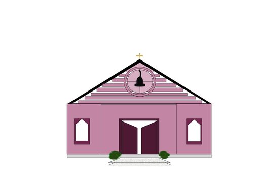 Illustration of a Pink Church