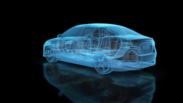 3d Car Scanning Hud Hologram v2 4k. High quality 4k footage