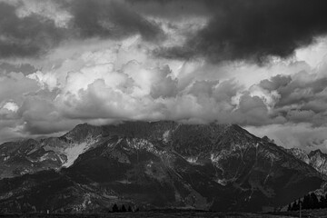 Black and white landscapes in the Italian alps