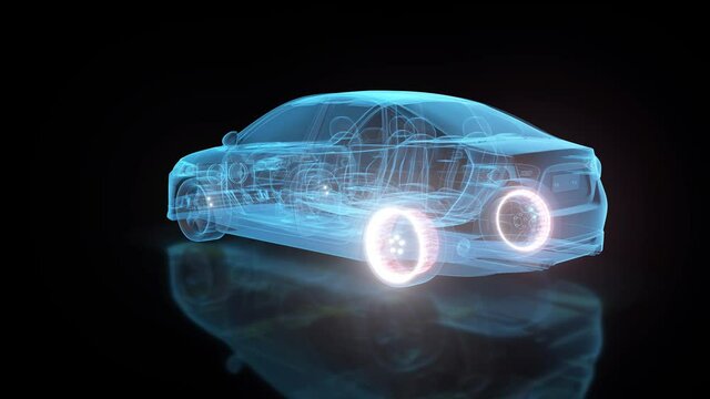 3d Car Scanning Hud Hologram 4k. High quality 4k footage