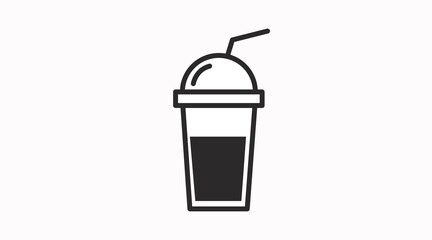 Cafe, coffee, cup, drink, ice, takeaway icon in Black and White. Take Away Drink Icon