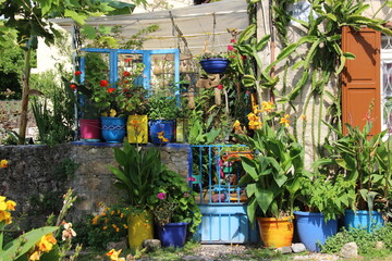 Garten, Vorgarten, Blumen, Farben, Dekoration, Griechenland, Rhodos