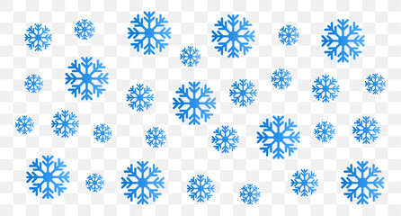 Transparent background with snowflakes. Snowflake, Christmas icon. Winter, snow. Vector illustration.