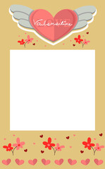Valentine's day card template with blank space for wording
