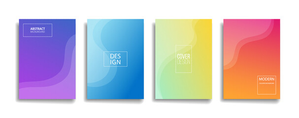 bright gradient color abstract line pattern background cover design. modern background design with trendy and vivid vibrant color. blue violet red orange green placard poster vector cover template.