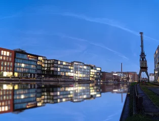 Wasser Spiegelung am Hafen von Münster in Westfalen, Deutschland © Christian