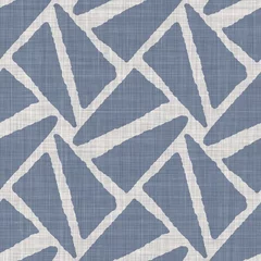 Behang Landelijke stijl Naadloze Franse boerderij linnen geometrische blok print achtergrond. Provence blauw grijze rustieke patroon textuur. Shabby chique stijl oud geweven vervagen textiel all-over print.