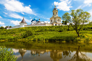 Vysotsky monastery and its reflection in the pond. Serpukhov. Moscow Region, Russia