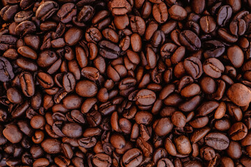 Close up detailed photo of coffee beans 