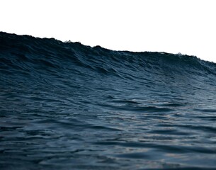 Deep contrast blue ocean wave white background