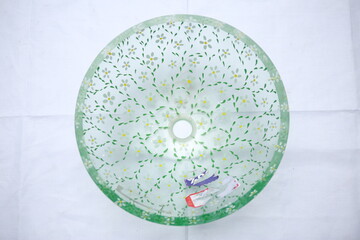 Glass Bowl Side Table Decoration Dish Ceramic Porcelain Pottery White Background