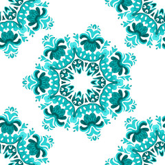 watercolor medallion mandala seamless pattern