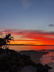 Snapper Rocks at a beautiful sunset on The Gold Coast - Australia