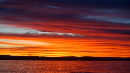 Naklejka na ściany i meble A colourful sunset over the hills of the Gold Coast - Australia