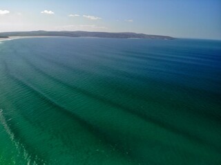 Lines at sea looking out towards St Ives, Cornwall UK